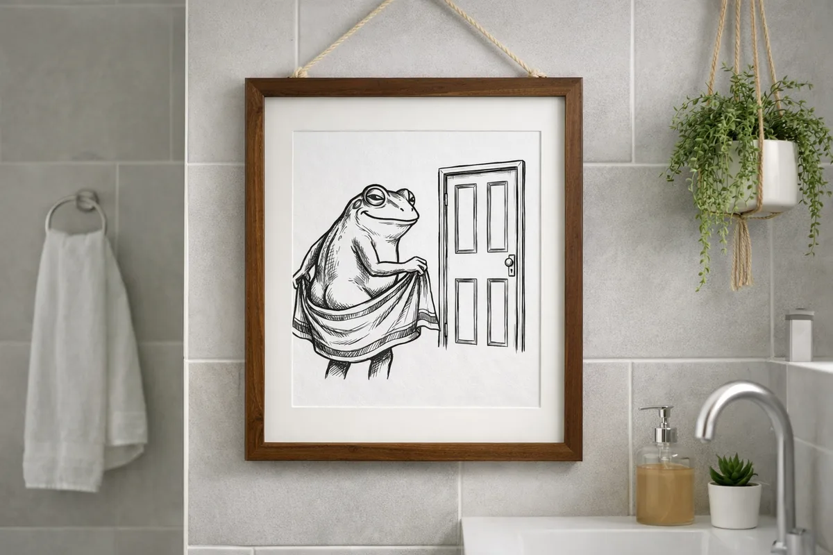 Funny Frog Bathroom Wall Art - thumbnail 2